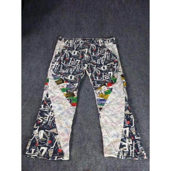 Hip Hop Slim Fit Jeans Men Sz 40 Multicolor Graffiti Art Print Streetwear - Picture 1 of 6